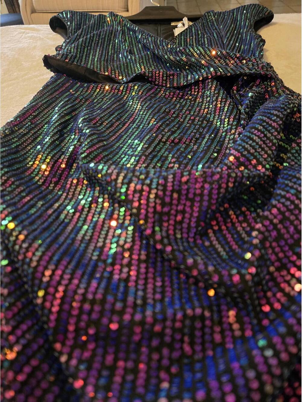 NWT Grace Karin Wrap Dress Women's M Purple Sequin Sparkly Glitter Party Club - Picture 5 of 9